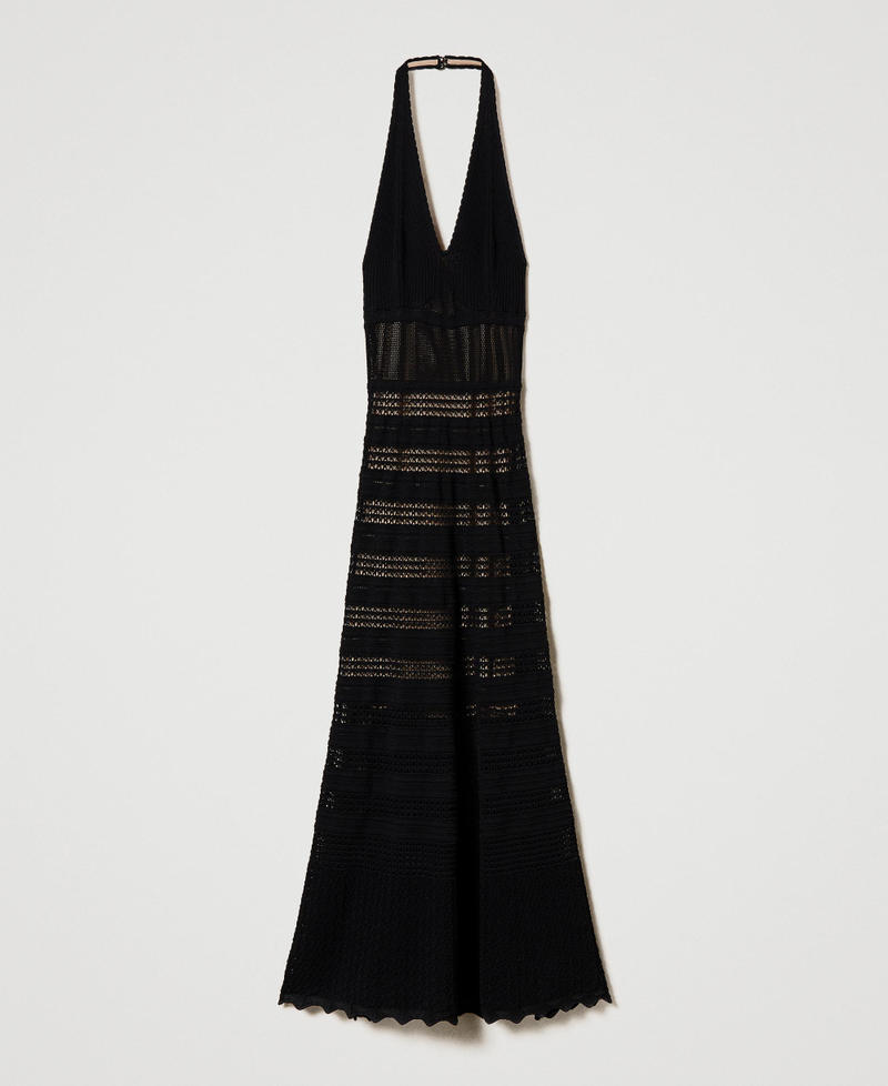 Long lace-like knit dress Black Woman 241TT3112_00006_S0