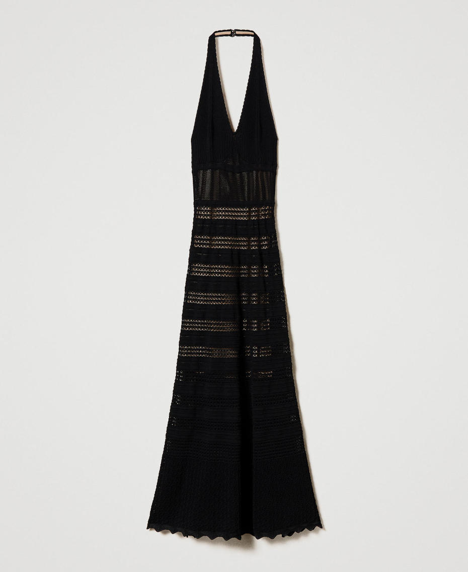 Long lace-like knit dress Black Woman 241TT3112_00006_S0