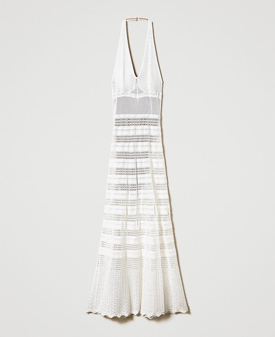 Длинное трикотажное платье с кружевным эффектом Белый Снег женщина 241TT3112-0S