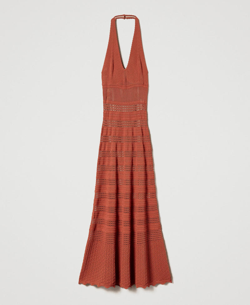 Robe longue en maille effet dentelle