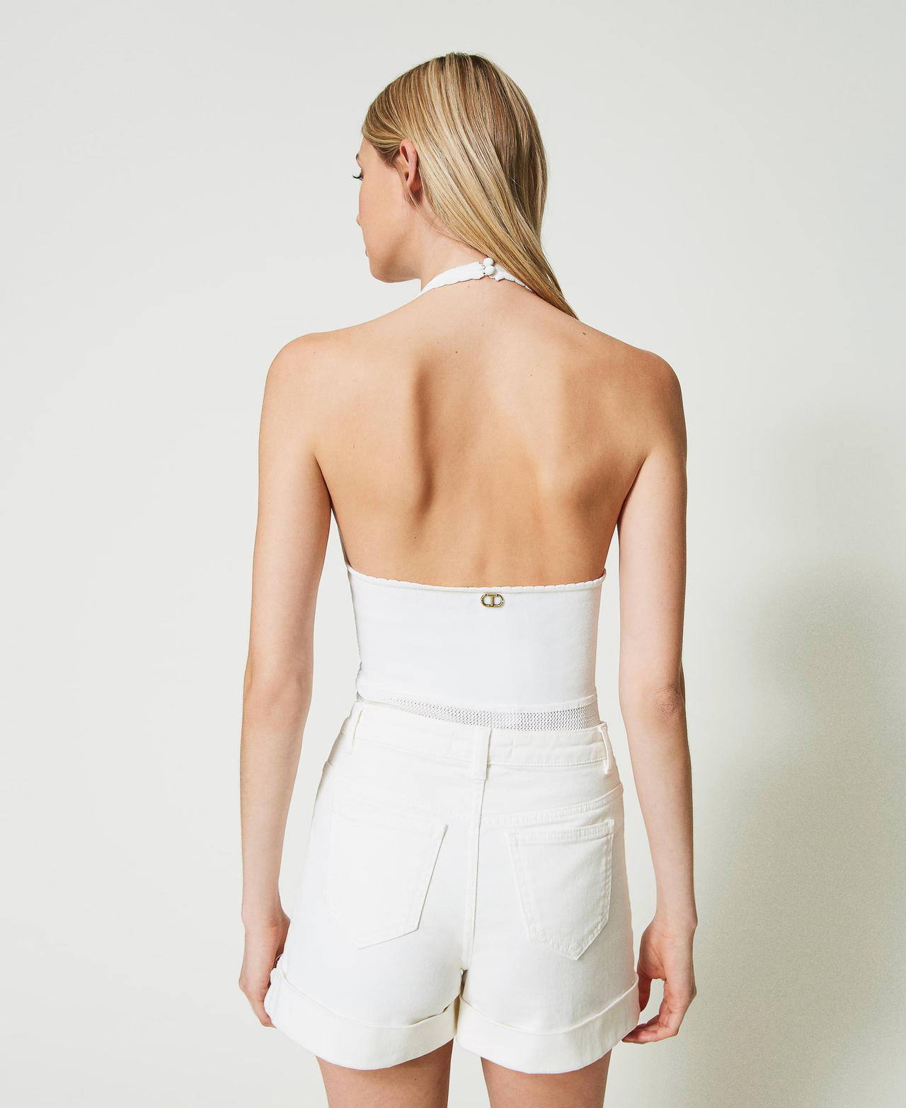 Body in maglia effetto pizzo