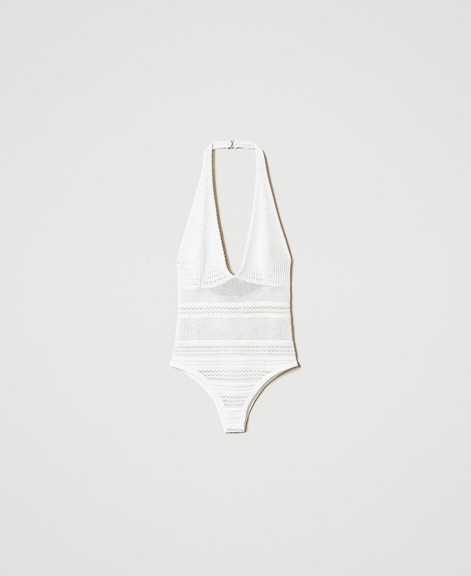 Body in maglia effetto pizzo