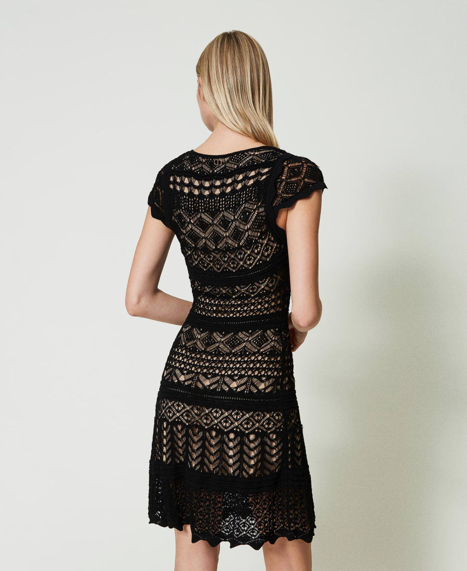 Short lace-like knit dress Black Woman 241TT3114_00006_03