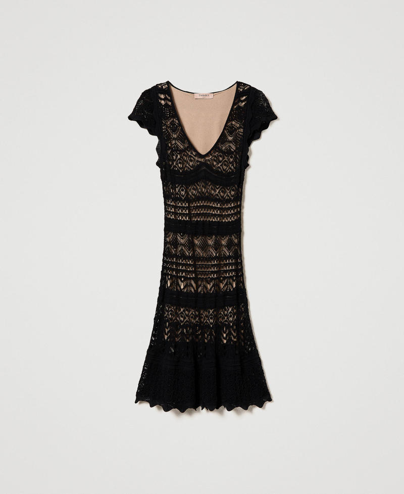 Short lace-like knit dress Black Woman 241TT3114_00006_0S