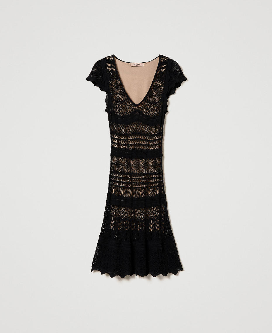 Short lace-like knit dress Black Woman 241TT3114_00006_S0