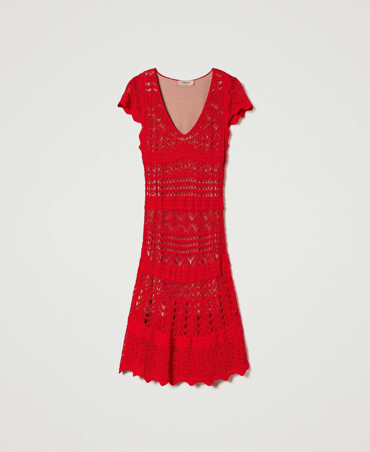 Short lace-like knit dress