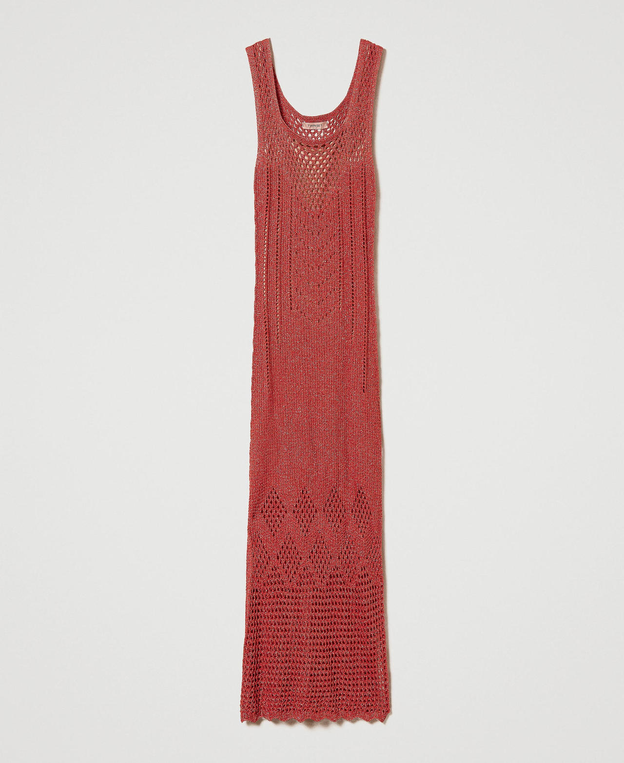 Midi-Strickkleid mit Durchbruchmuster