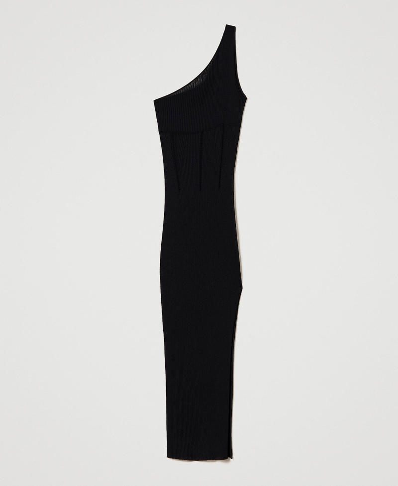 Robe longue asymétrique côtelée