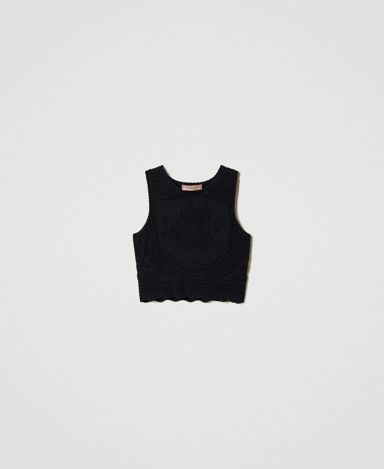 Top cropped en maille effet crochet