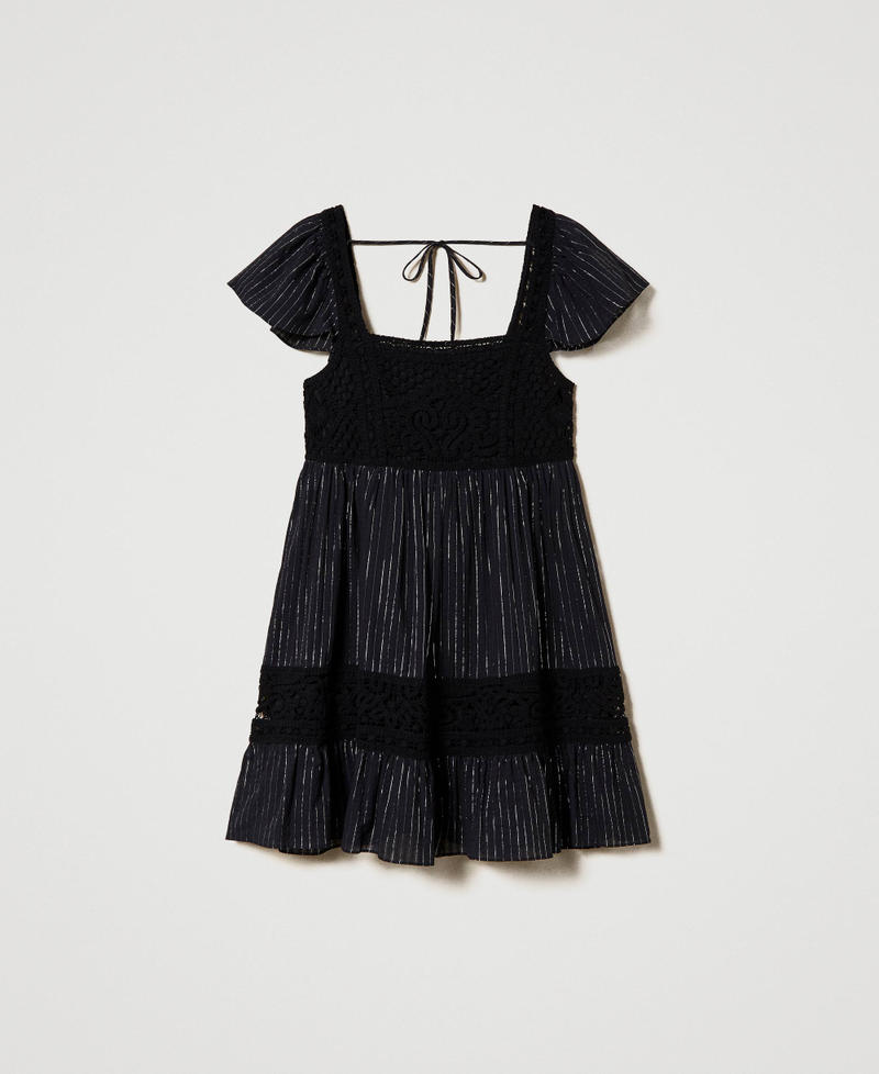 Short crochet and fil coupé dress Black Woman 241TT3170-0S