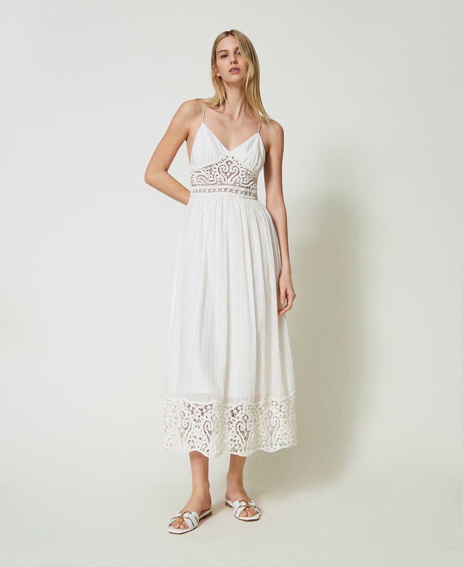 Long crochet and fil coupé dress