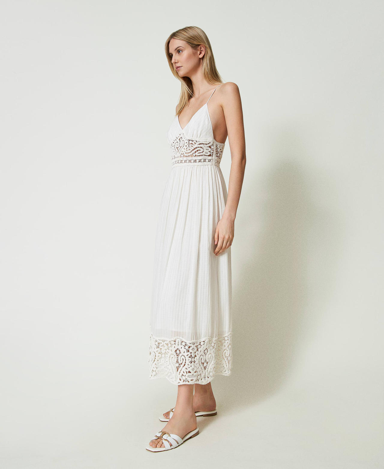 Long crochet and fil coupé dress