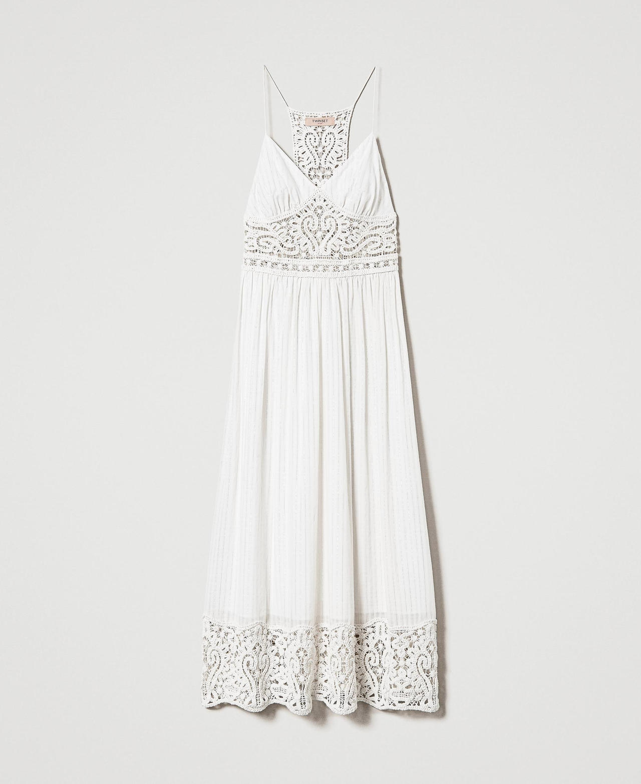 Long crochet and fil coupé dress