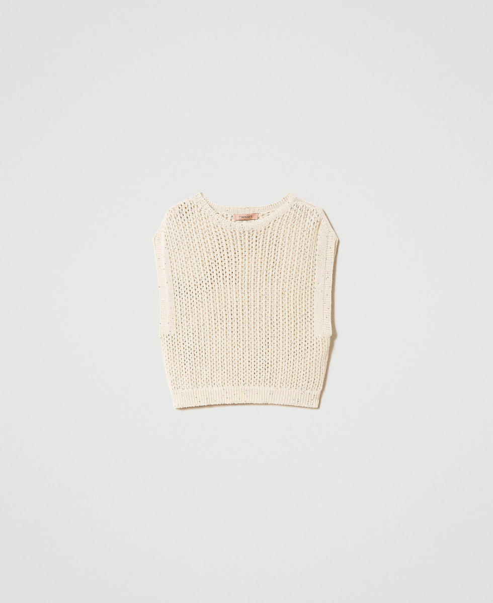 Maglia effetto rete con paillettes Grigio "Parchment Paillettes" Donna 241TT3191_11650_S0