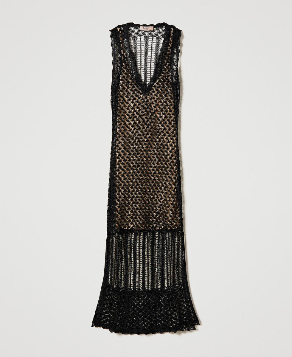 Handbesticktes Midi-Strickkleid