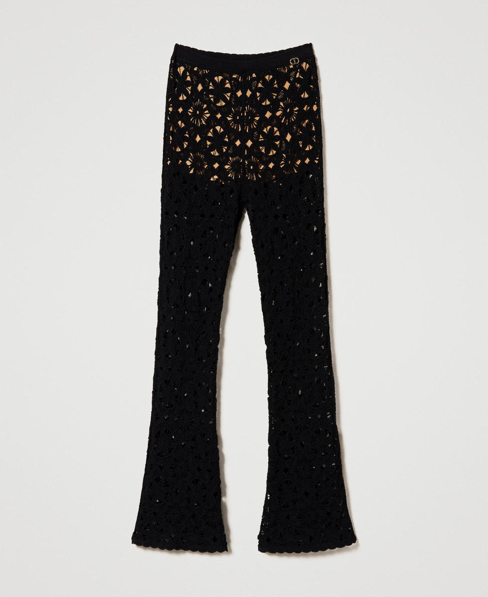 Flare-H&auml;kelhose mit Blumendessin