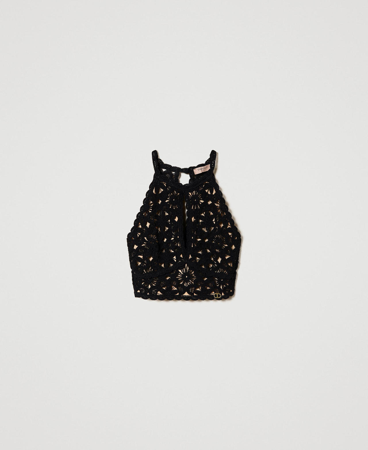 TAN CROCHET KNIT TOP Italy Collection O/S main image 1