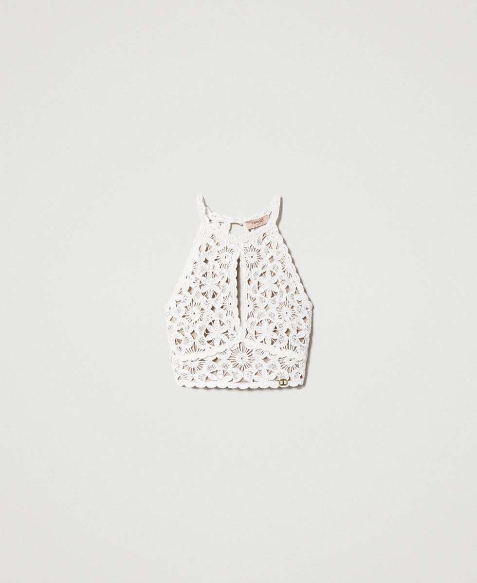 Cropped floral crochet top