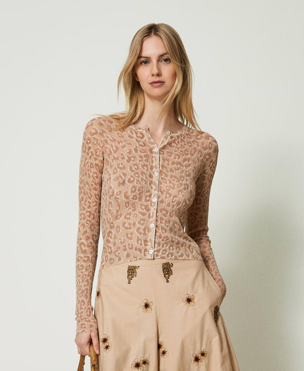 Short cardigan with animal print