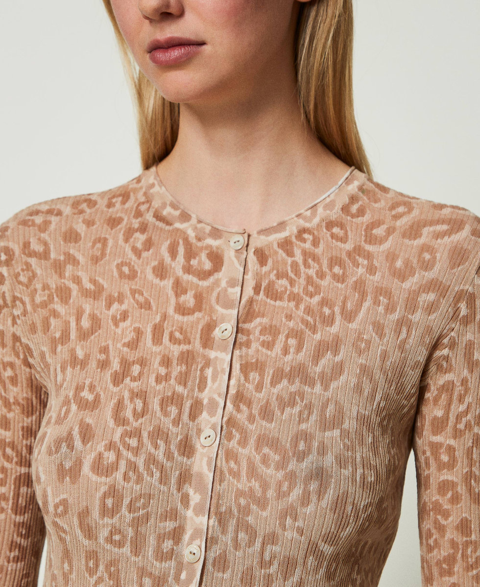 Short cardigan with animal print