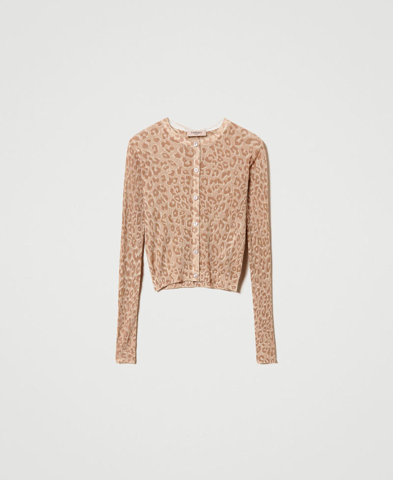 Short cardigan with animal print Animal Print / “Ginger Root” Beige Woman 241TT3260_11654_0S