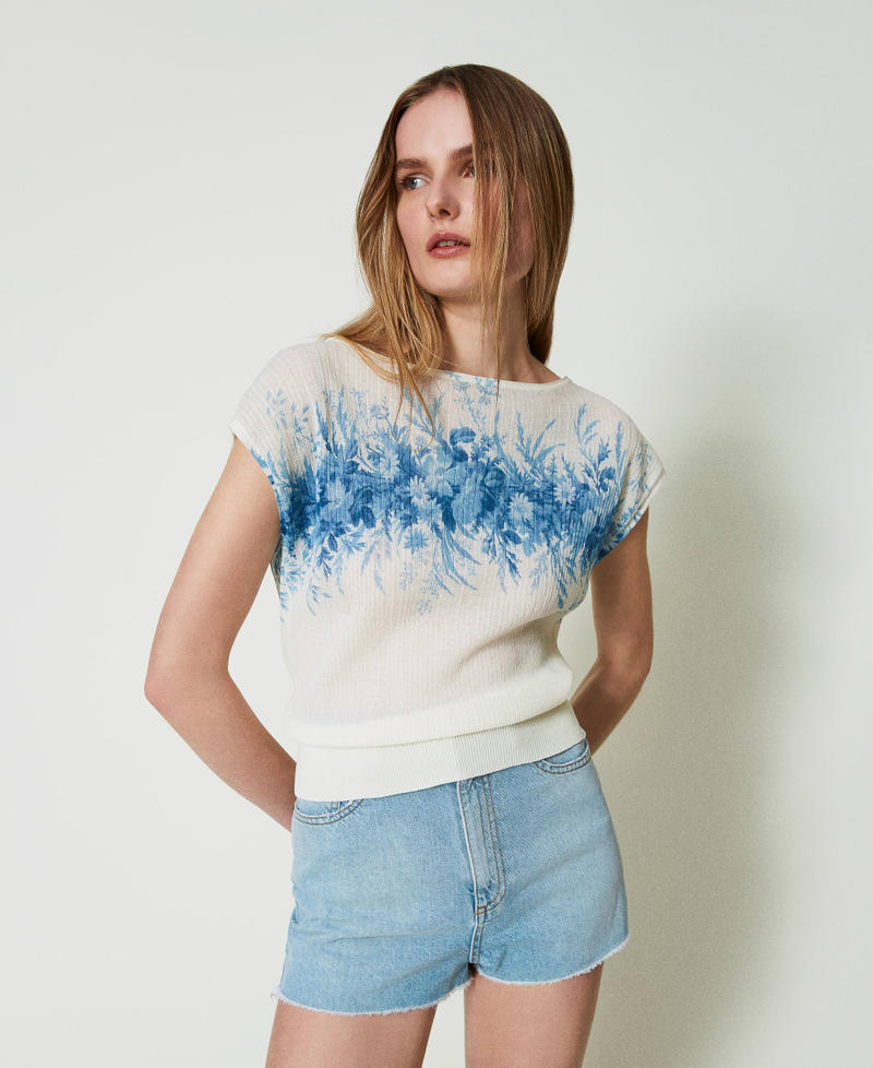 Ribbed jumper with floral print