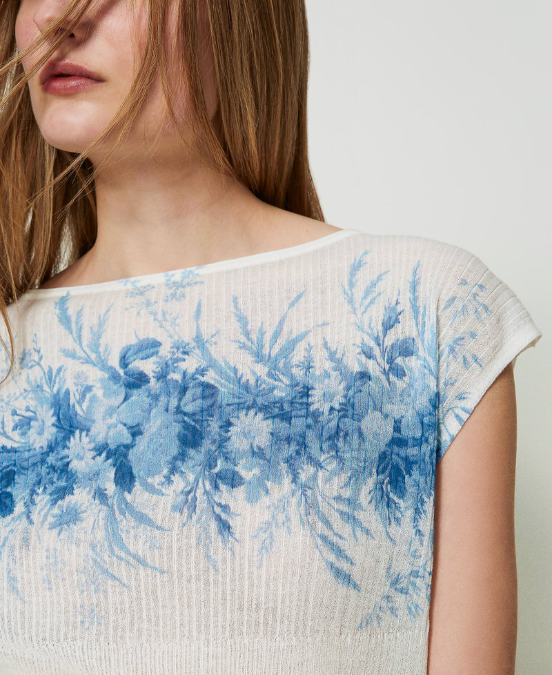 Ribbed jumper with floral print