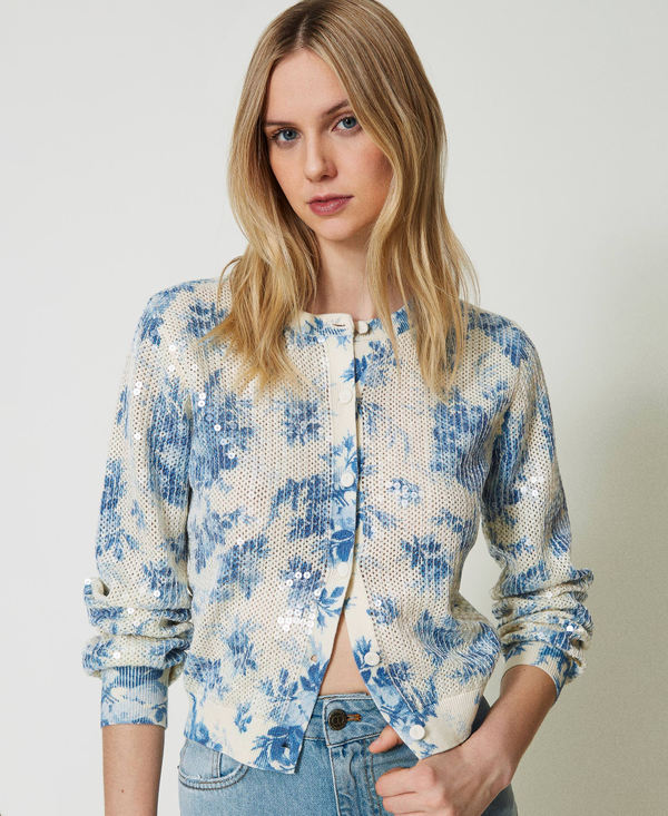 Blouson en maille florale avec sequins