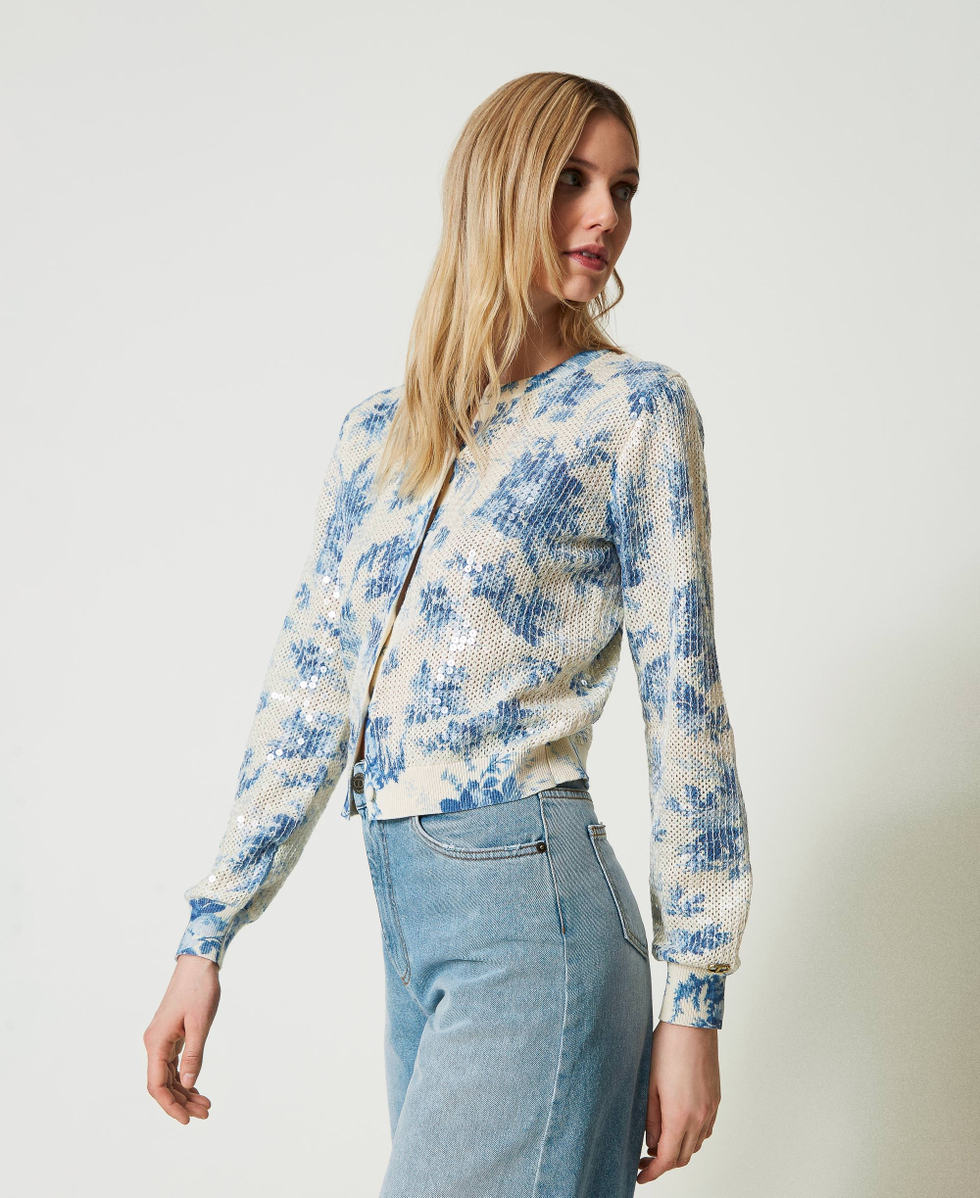 Floral knit jacket with sequins