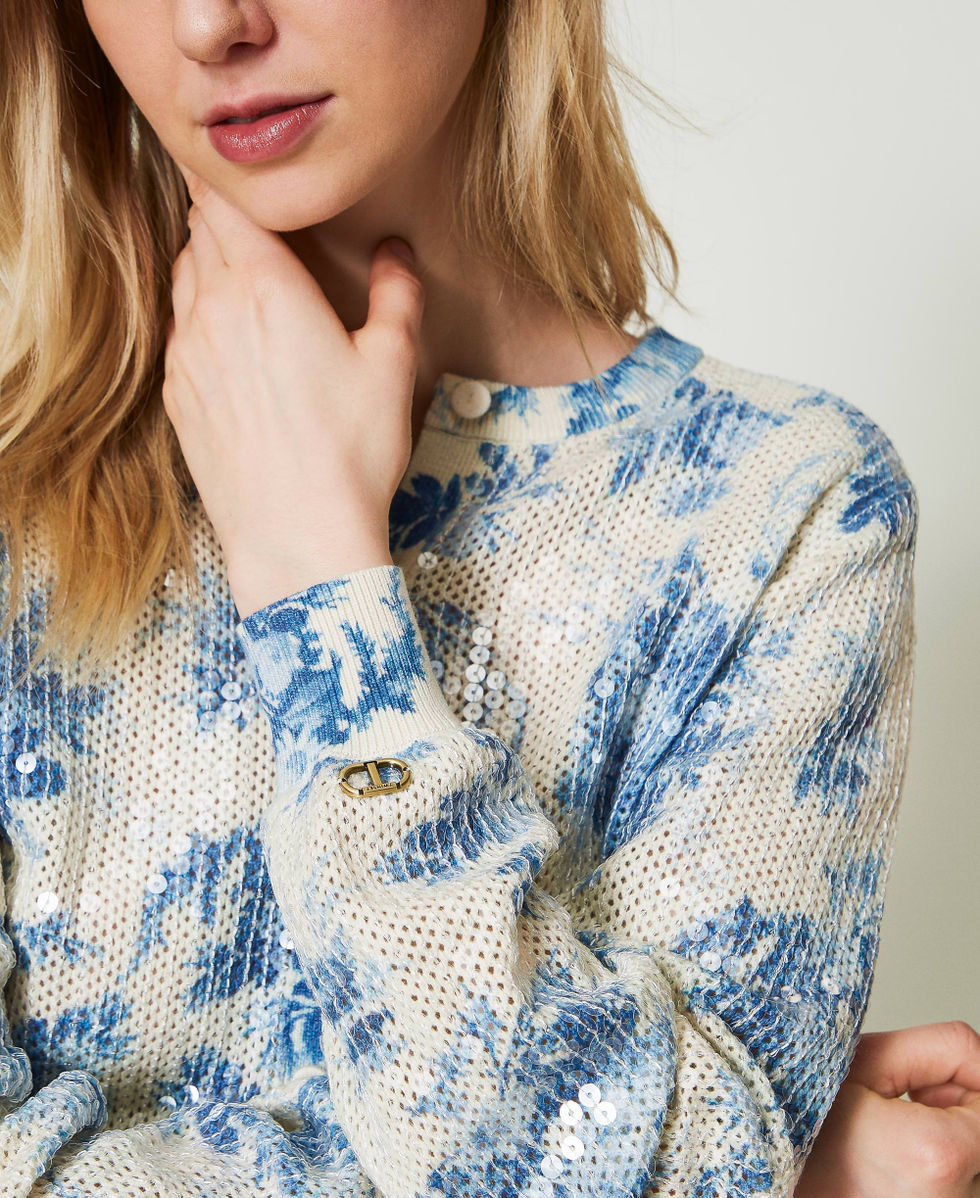 Floral knit jacket with sequins