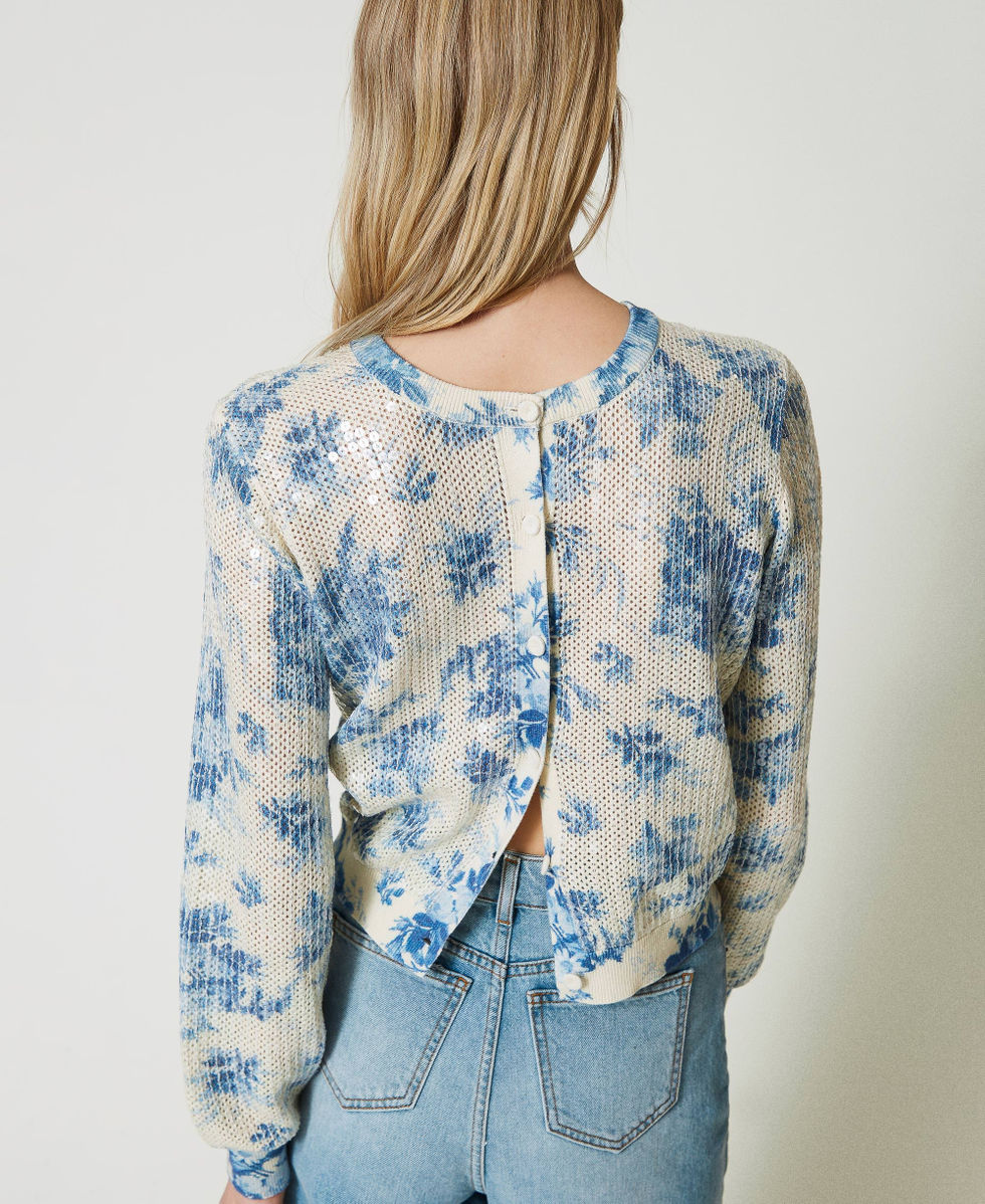 Floral knit jacket with sequins