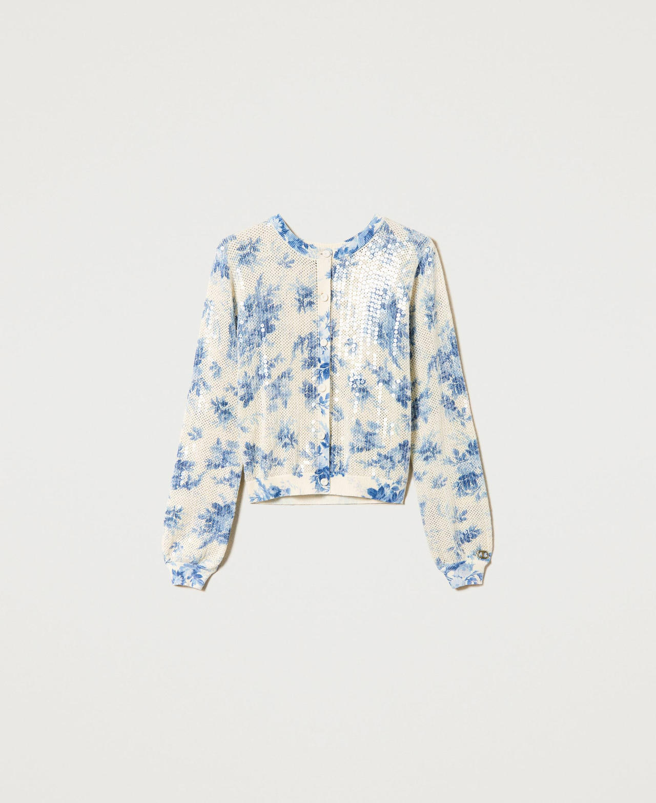 Floral knit jacket with sequins