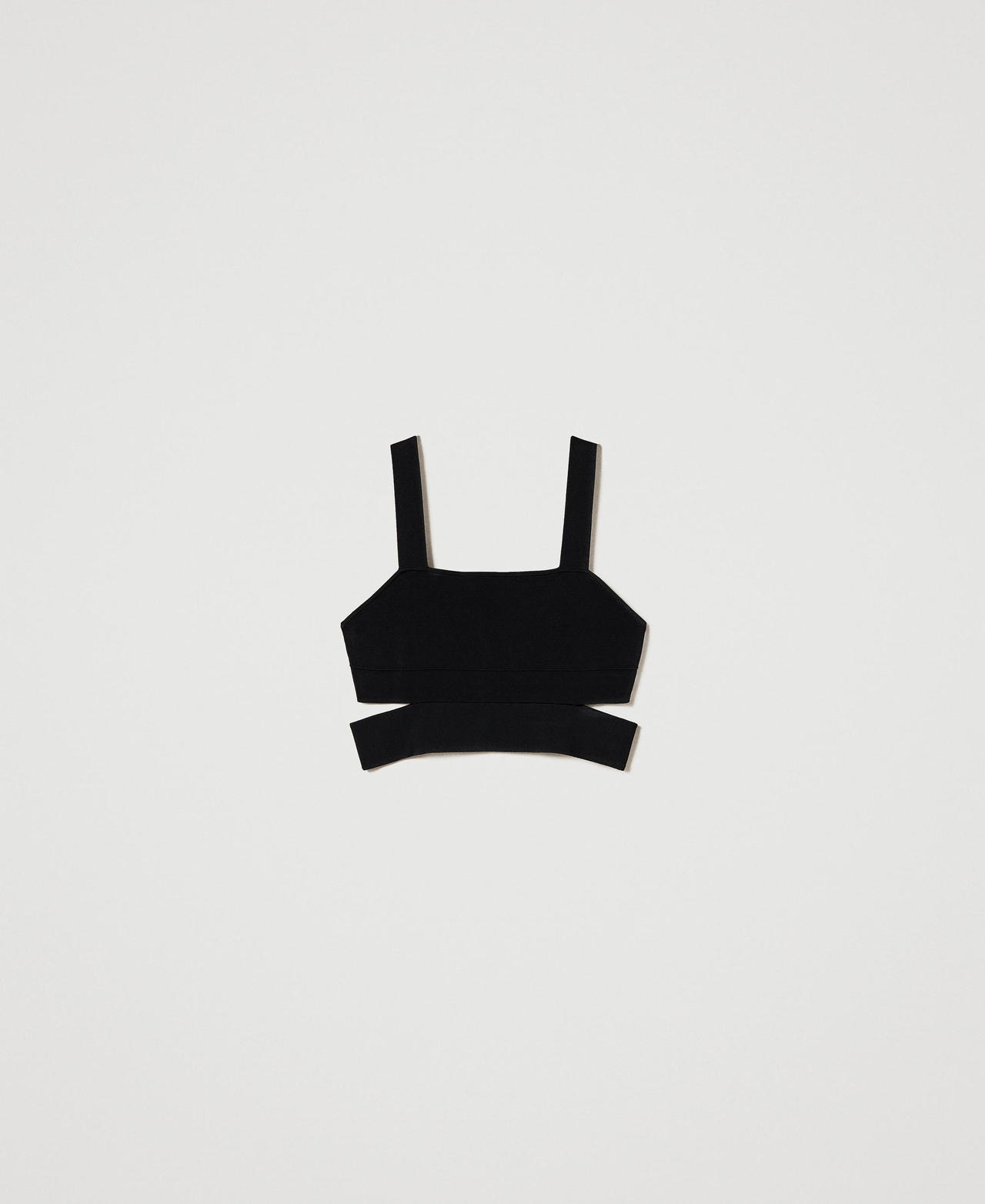Cropped knit top with cutout Black Woman 241TT3290-0S