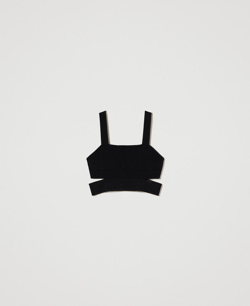 Cropped knit top with cutout