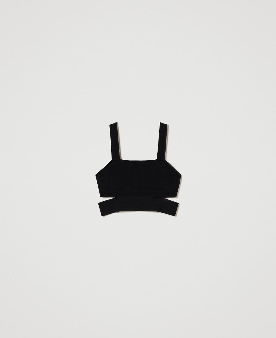 Cropped knit top with cutout