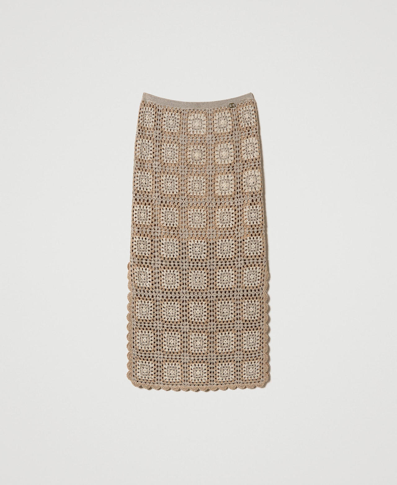 Midi multicolour lurex crochet skirt “Ginger Root” Beige Lurex Crochet Multicolour Woman 241TT3311_11645_0S