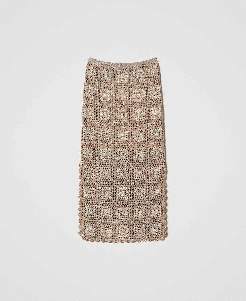 Jupe mi-longue en maille crochet lurex multicolore