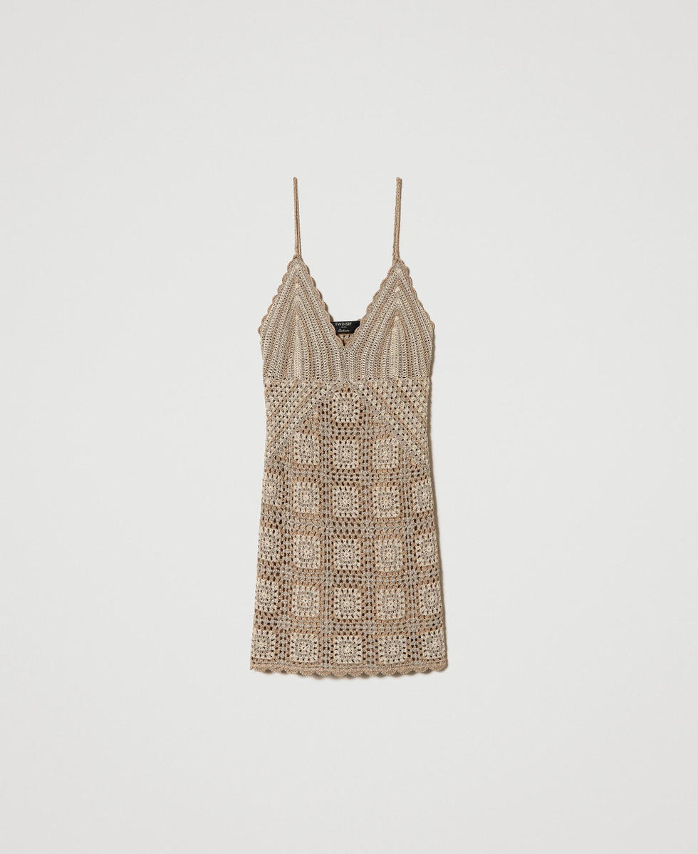 Mehrfarbiges Mini-H&auml;kelkleid mit Lurex