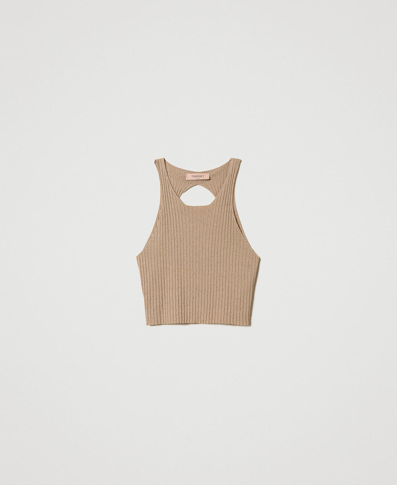 Cropped lurex knit top