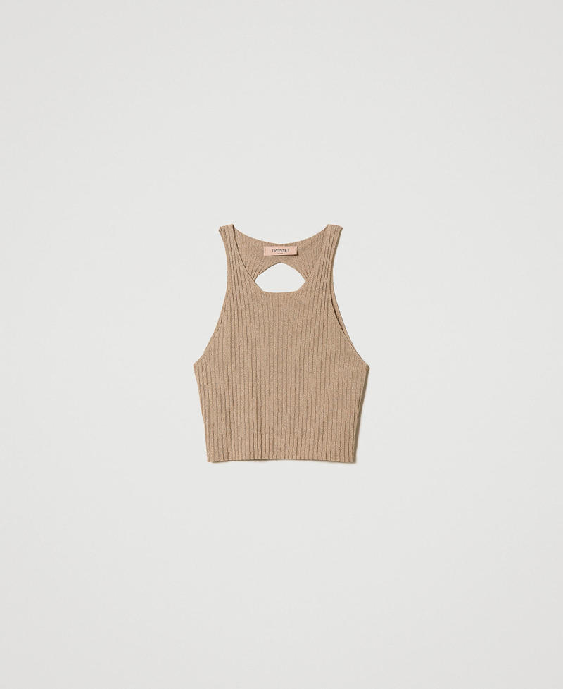 Cropped lurex knit top