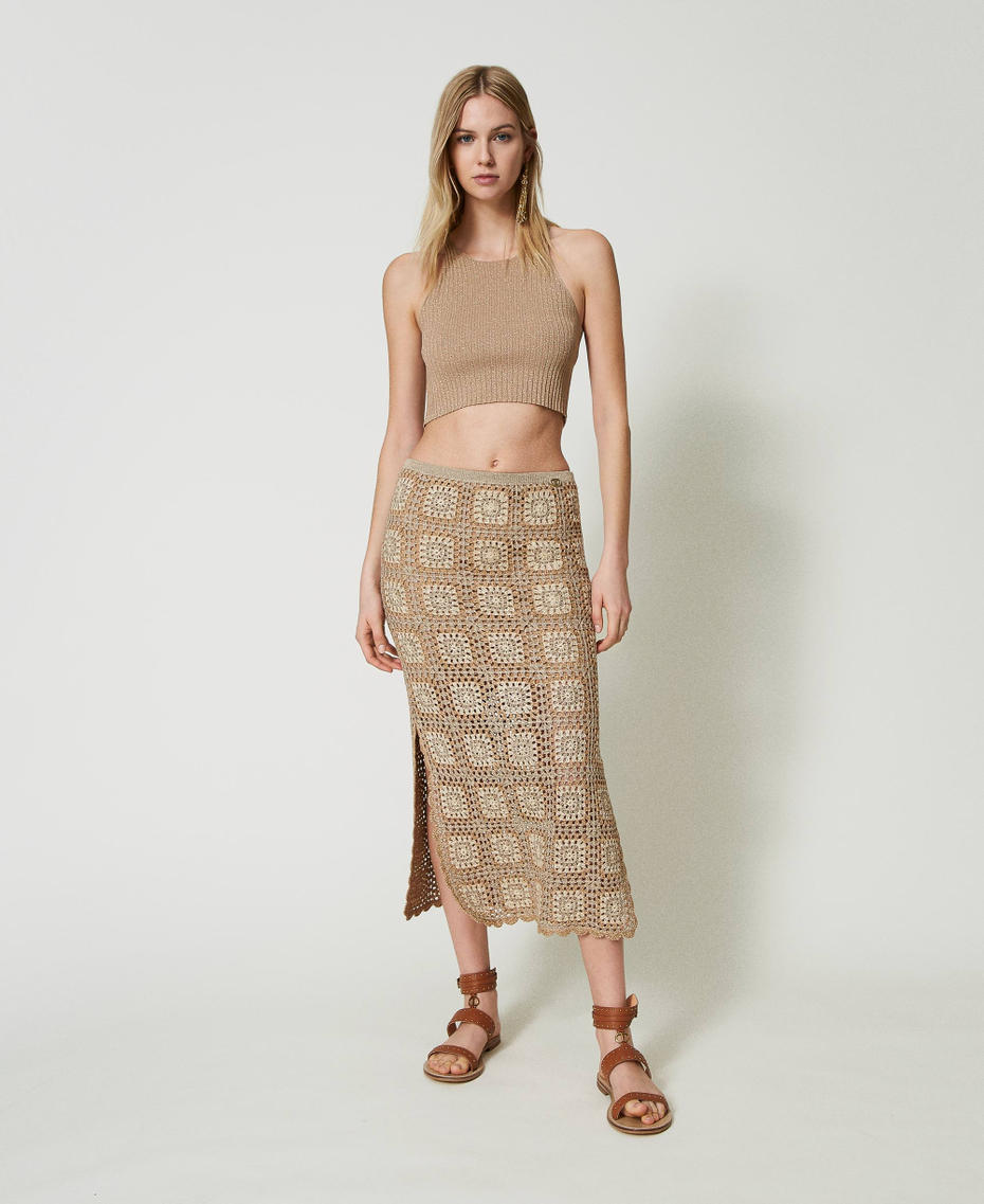 Cropped lurex knit top