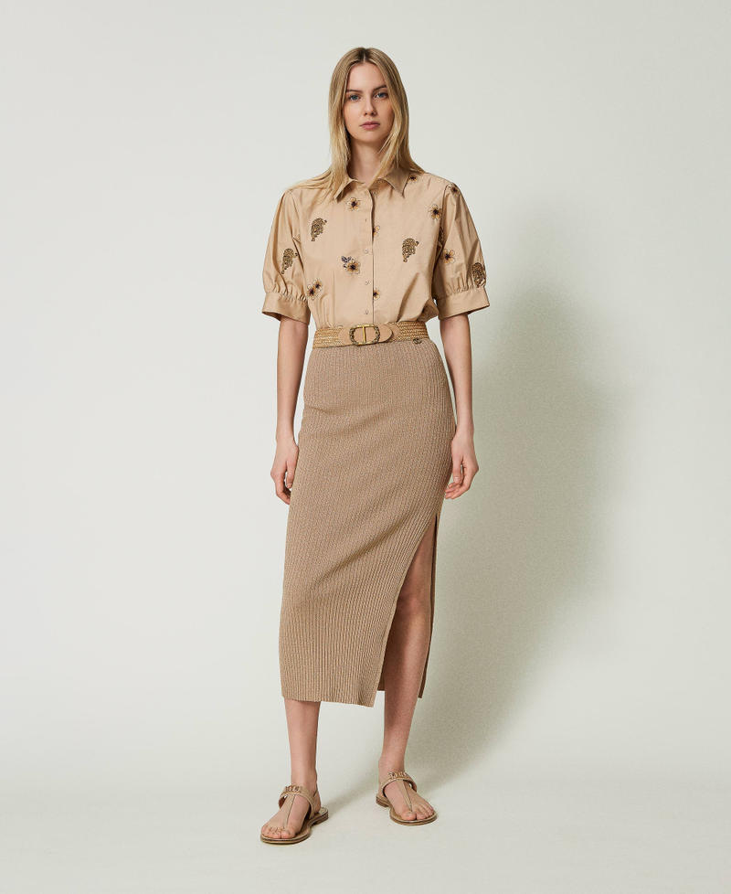 Midi lurex knit skirt