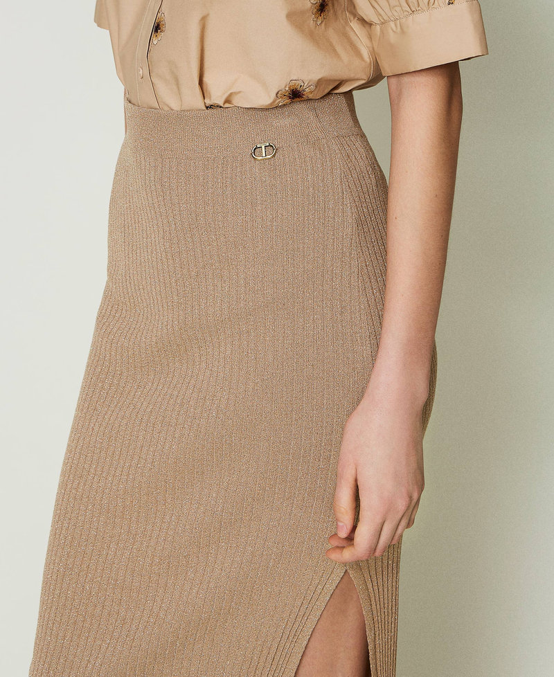 Midi lurex knit skirt "Ginger Root” Beige Lurex Woman 241TT3322-04