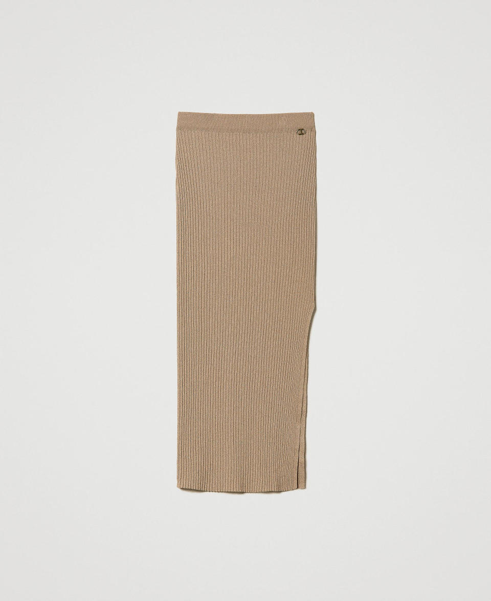 Midi lurex knit skirt "Ginger Root” Beige Lurex Woman 241TT3322_11699_S0