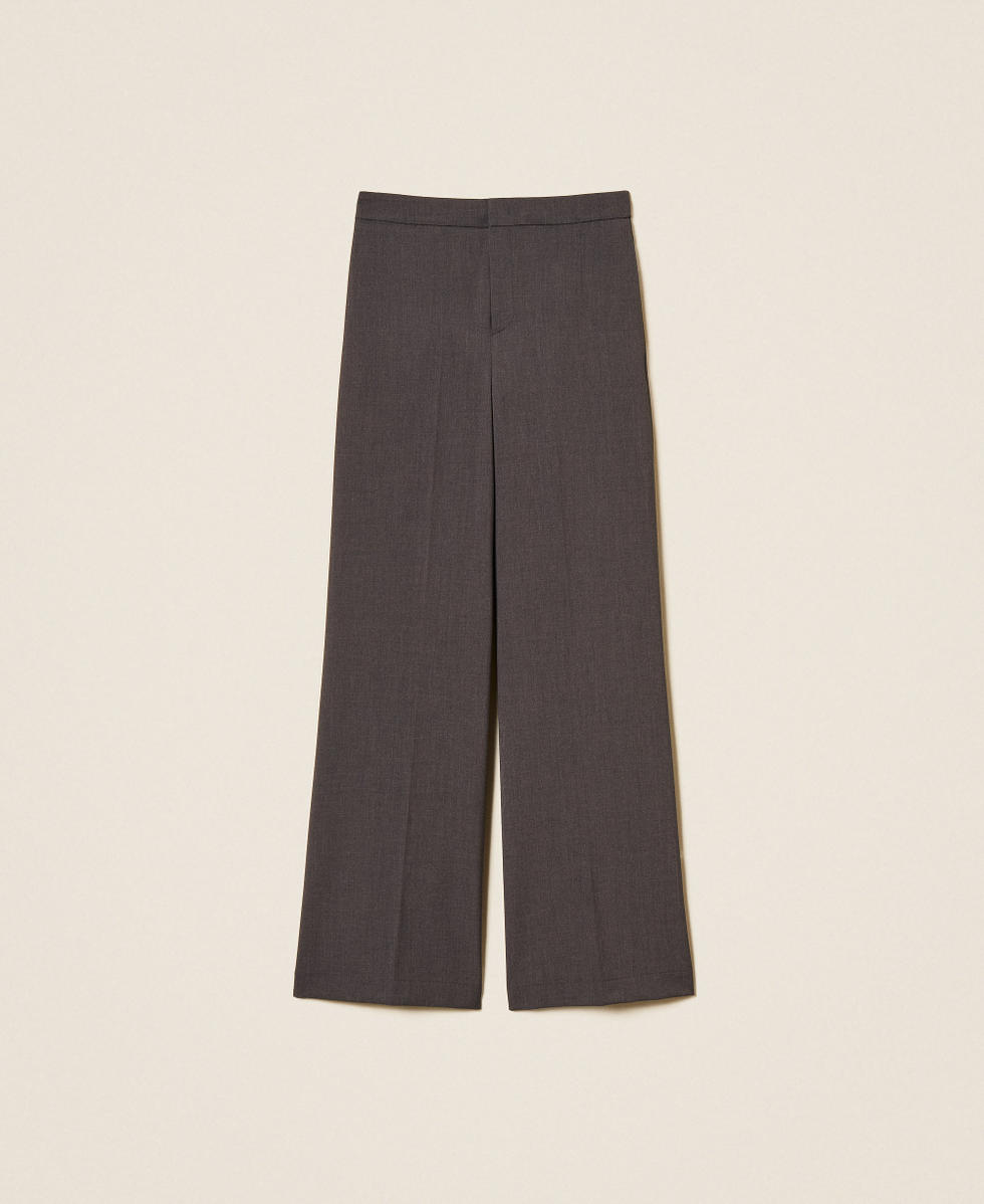 Palazzo trousers with pockets Charcoal Grey Melange Woman 262TF2017_12840_S0