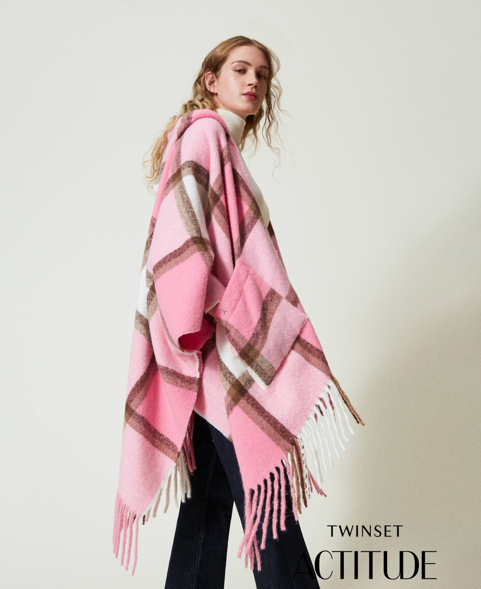 Twin Set Poncho in panno con frange