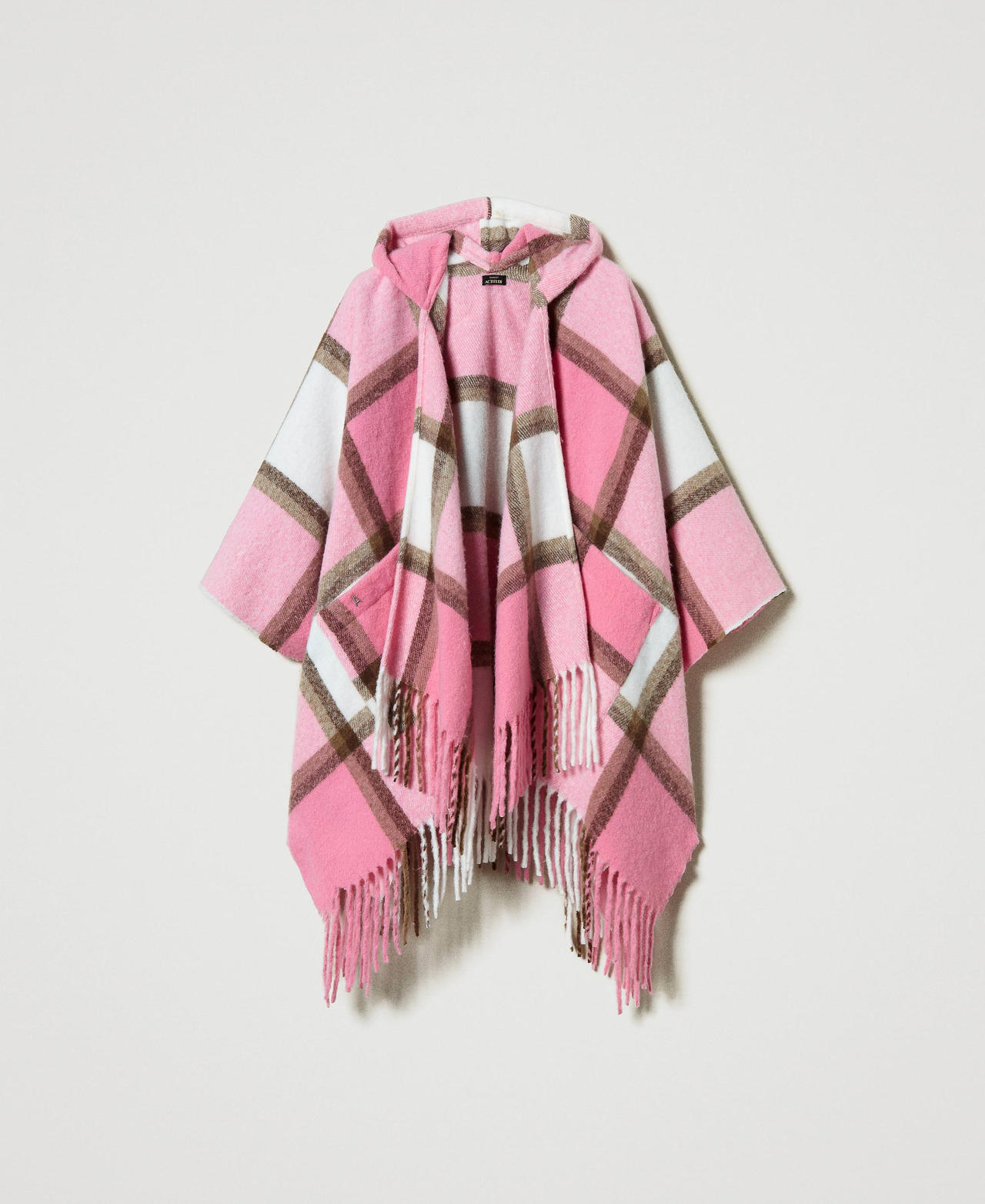 Scee by twin set Poncho in panno con frange