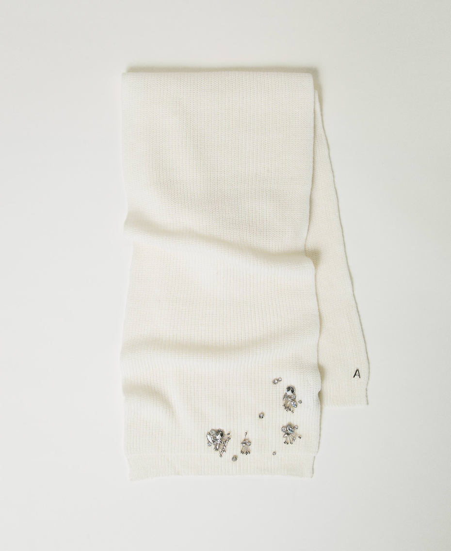 Scarf with embroidery and logo White Cream Woman 242AA4031_00733_01