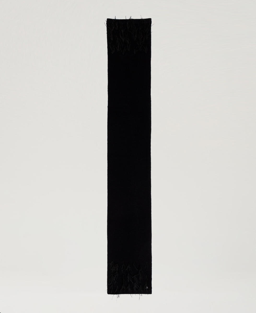 Jacquardschal mit Federn Schwarz Frau 242AA4050_00006_05