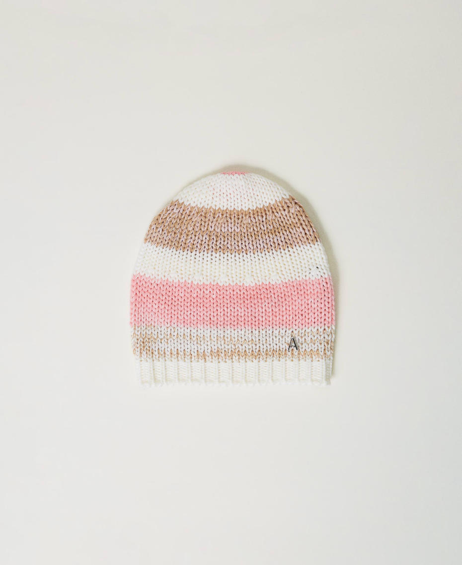 Jacquard knit beanie Multicolour Crystal Pink / Cinnamon Brown / White Woman 242AA4051_11868_01